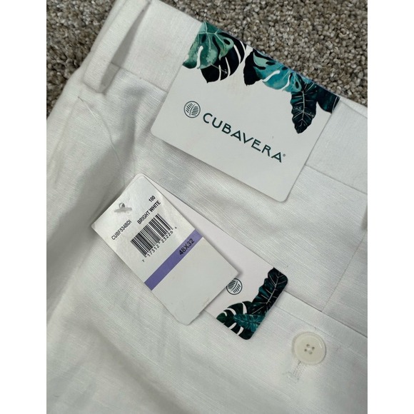 Cubavera Other - New Cubavera Linen Blend Pants Mens 48X32 White Flat Front Straight #0288